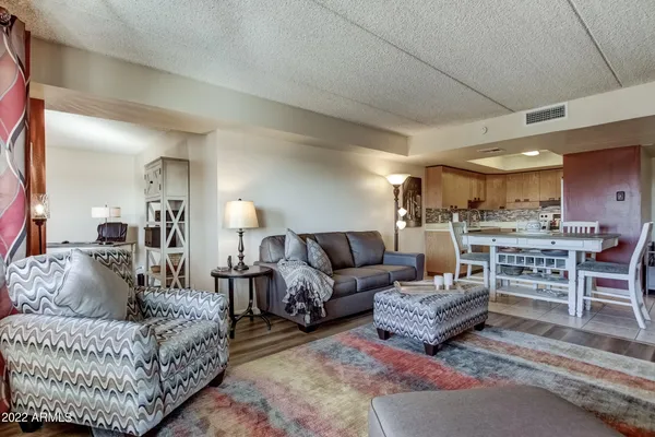 a living room with furniture and a couch