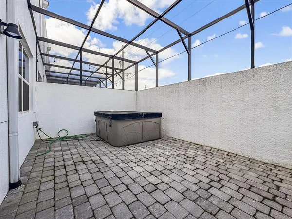 a view of a backyard of a house