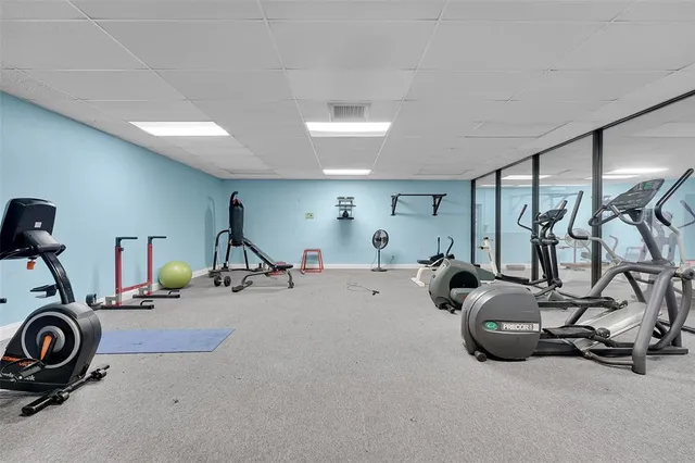 a view of a room with gym equipment
