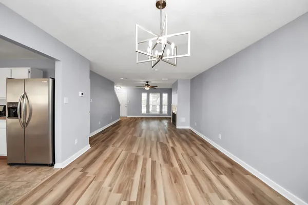 a view of a livingroom with a chandelier