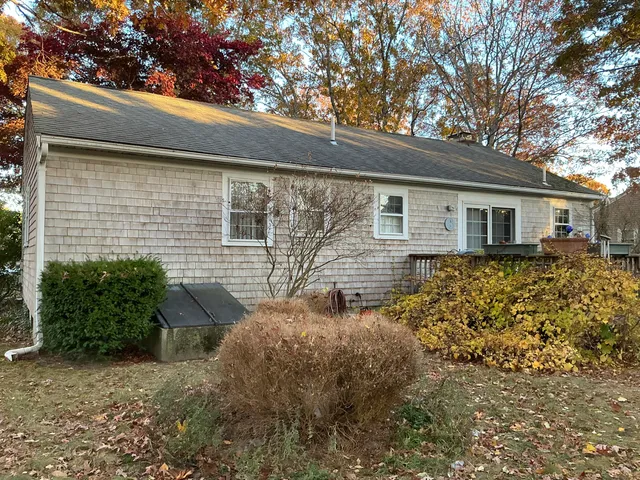 front view of house with a large tree