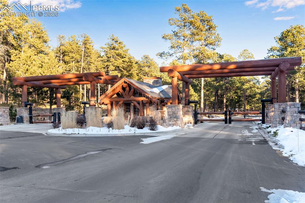 16075 Winding Trail Road Colorado Springs, CO 80908 - Photo 37 of 42 a street view with tall buildings and a yard