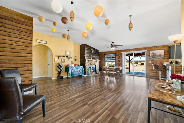 a view of a living room and dining room