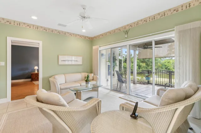 a view of a lake with a yard