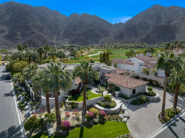 a view of a golf course with a garden