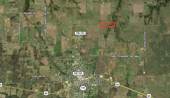 Tbd Hoben Road Nocona, TX 76255 - Photo 29 of 31 Aerial overview of property's location with property boundaries highlighted