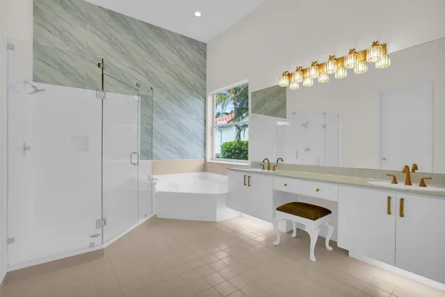 a bathroom with a bathtub and sink