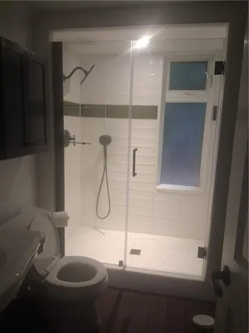 a bathroom with a shower