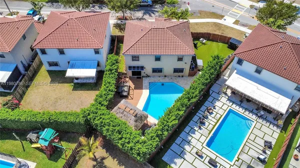 an aerial view of a house