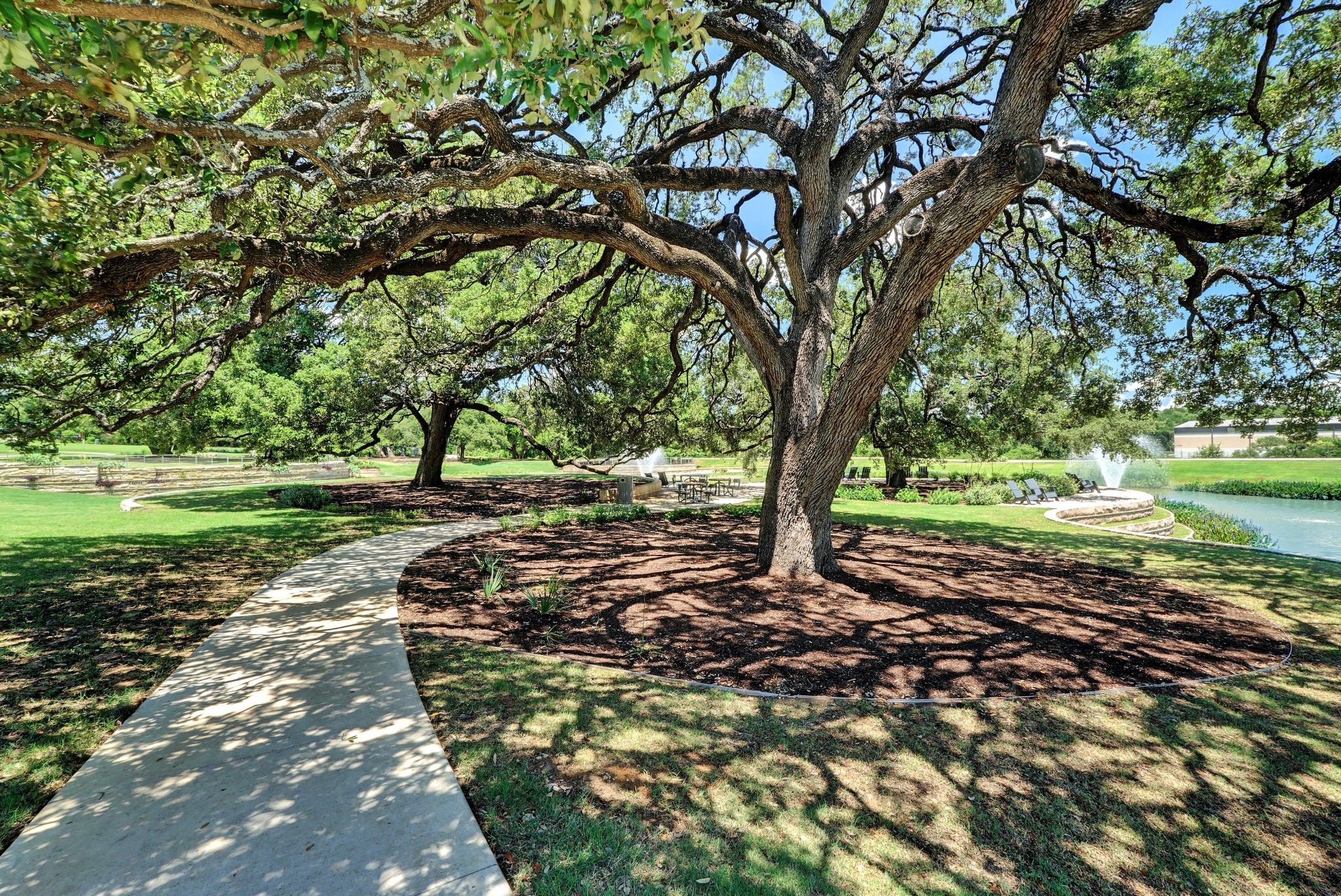 4515 Unity Circle Austin, TX 78731 - Photo 26 of 37 A paved path winds through mature shade trees toward a tranquil community pond.
