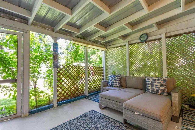 a building outdoor space with patio