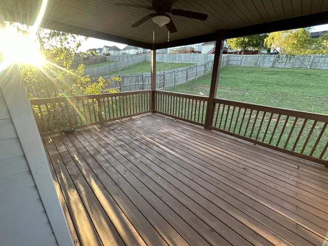 a view of a wooden deck