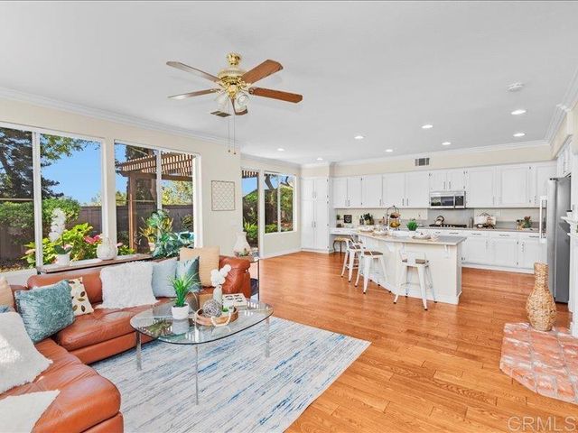 a living room with furniture a fireplace and a potted plant