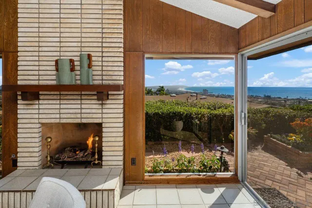 a living room with a large window