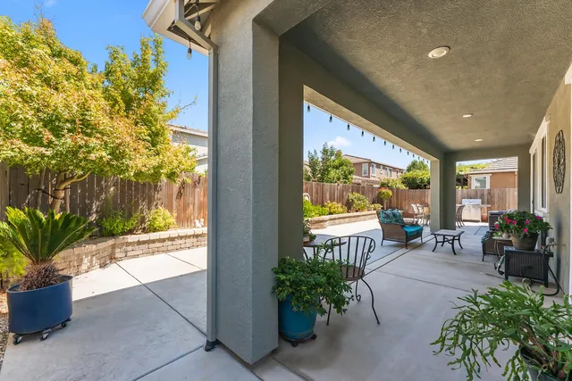 a lobby with furniture and garden