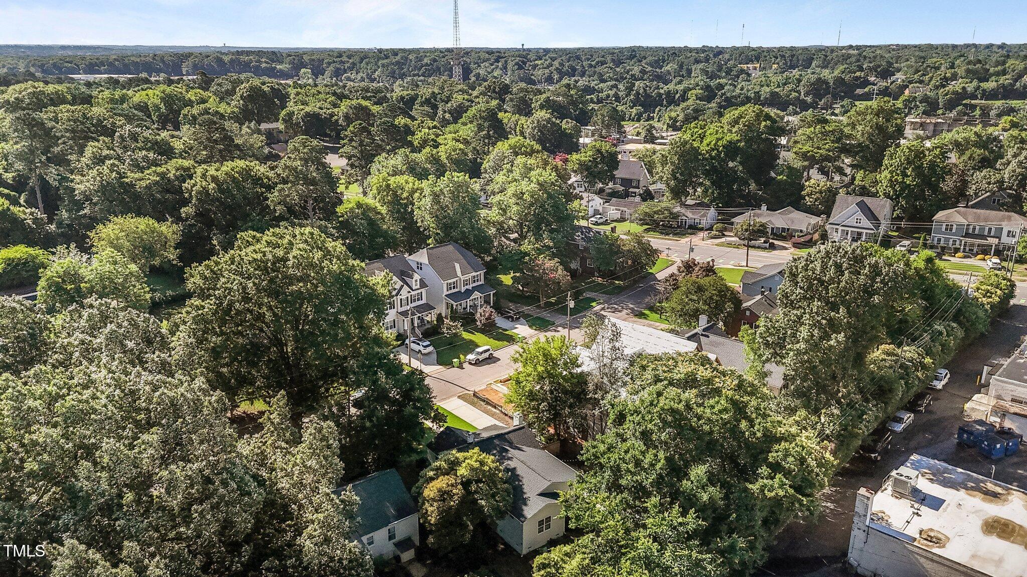 1811 Ridley Street Raleigh, NC 27608 - Photo 36 of 48 an aerial view of town with residential houses with outdoor space
