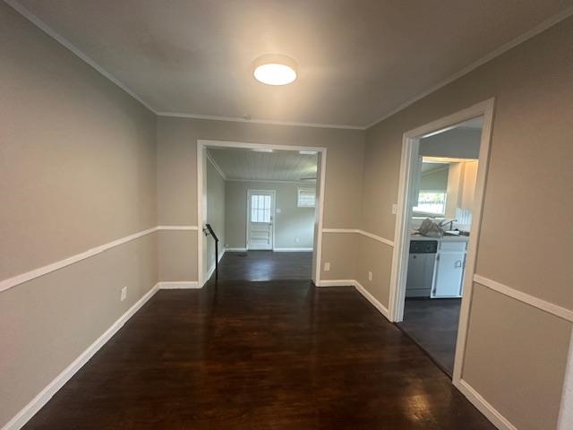 4416 Boyce Road Memphis, TN 38117 - Photo 5 of 22 Hallway featuring dark wood-style flooring and crown molding