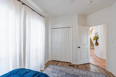 a view of entryway with wooden floor