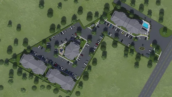 an aerial view of a house