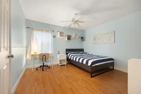 a bedroom with a bed and a workspace