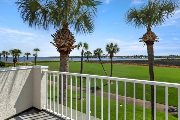 a view of a yard with palm trees