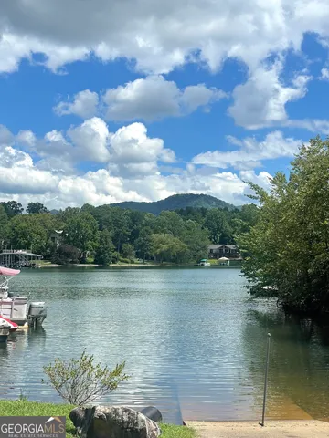 a view of a garden with houses