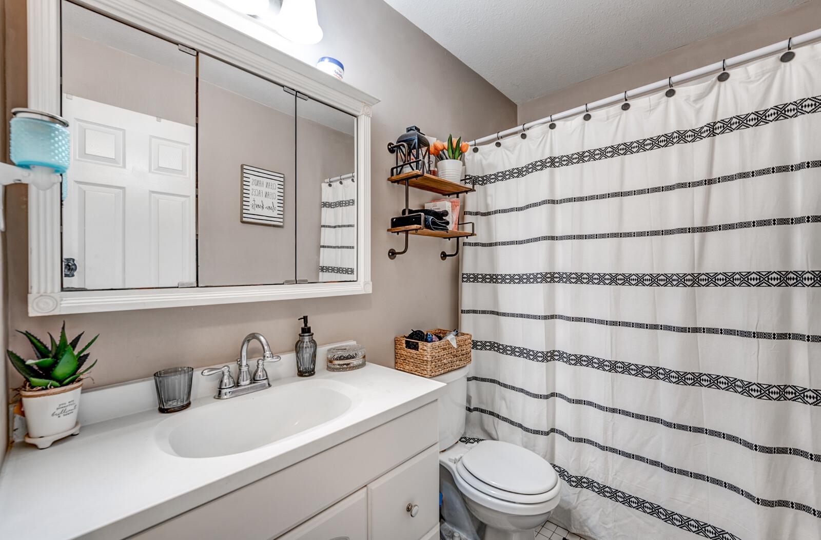 10 Raphael Cove Munford, TN 38058 - Photo 17 of 23 a bathroom with a sink a toilet and shower curtain