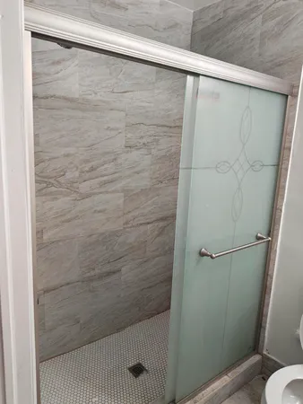 a bathroom with a shower
