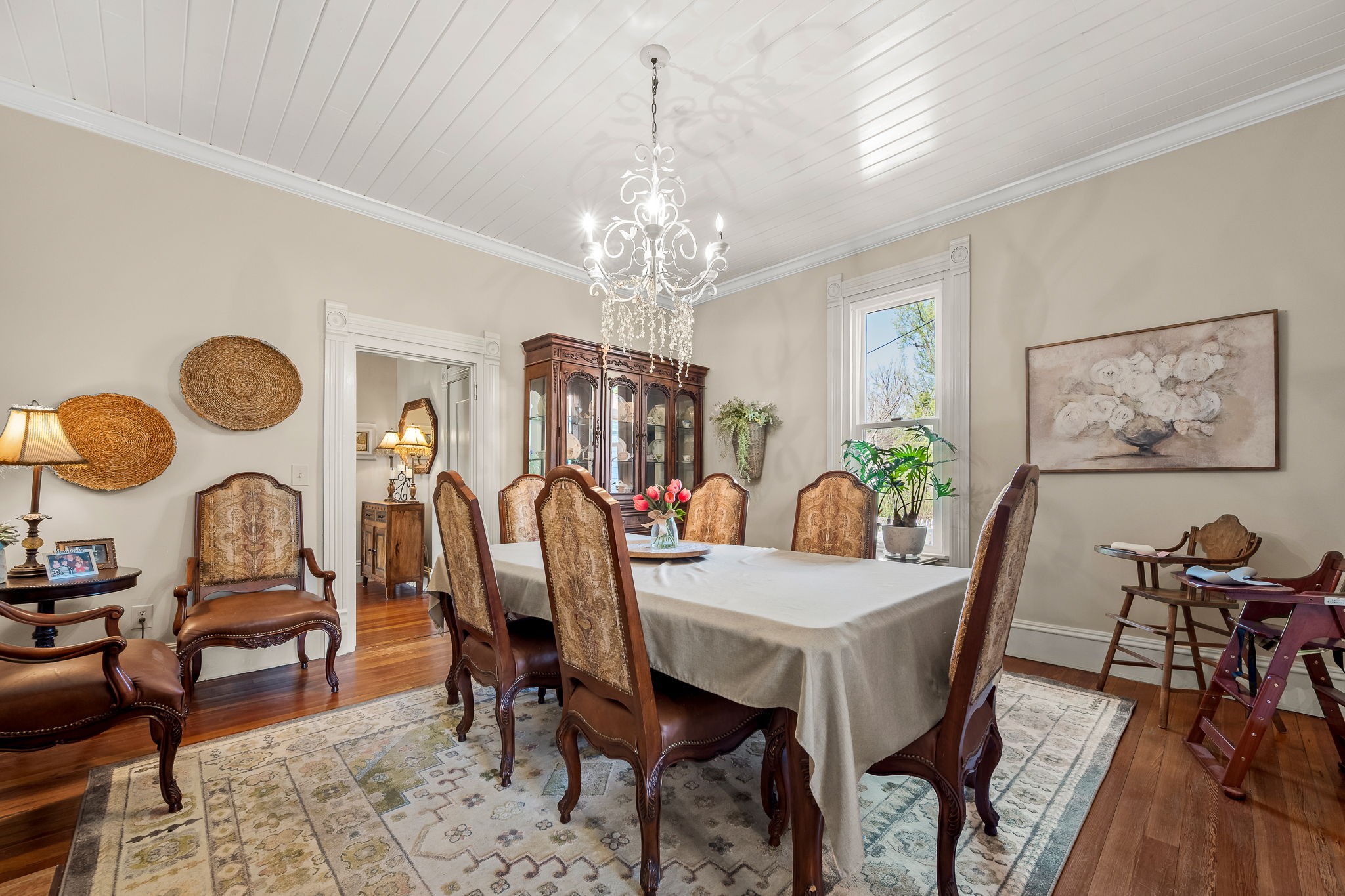 202 High Street Bell Buckle, TN 37020 - Photo 36 of 93 a view of a dining room with furniture a chandelier and wooden floor