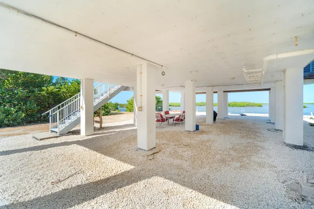 a view of a living room and a garage