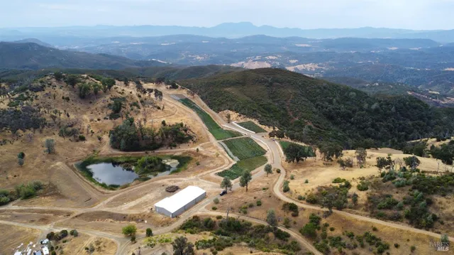 an aerial view of a house