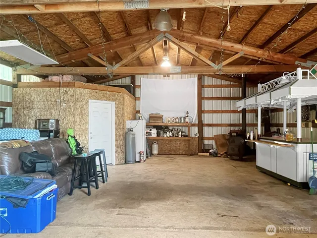a view of a garage with couch