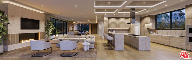 a living room with fireplace furniture and a flat screen tv
