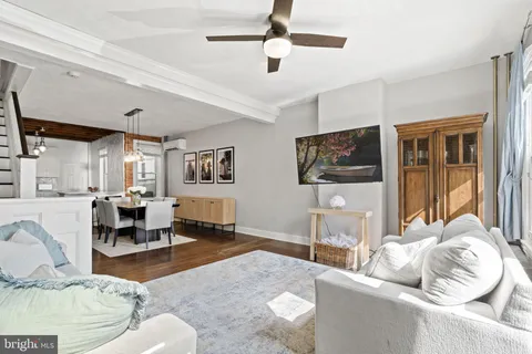 a living room with furniture and a flat screen tv