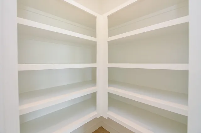 a view of an empty walk in closet