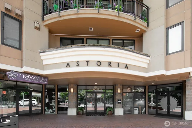 a front view of building with retail shop