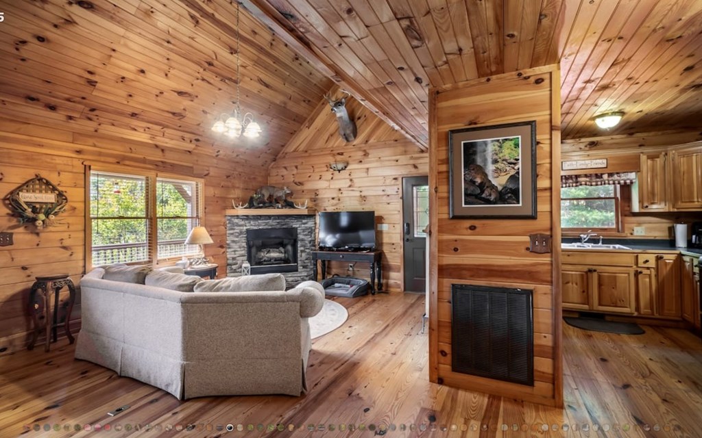 335 Mountain Laurel Lane Blue Ridge, GA 30513 - Photo 11 of 67 a living room with furniture a fireplace and a flat screen tv