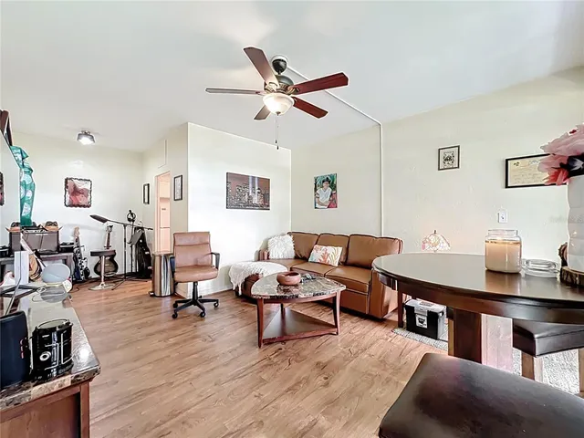 a living room with furniture