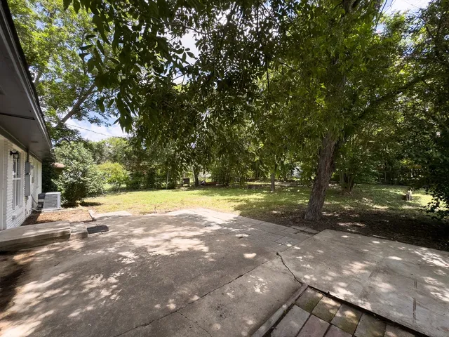 a view of a yard with a tree