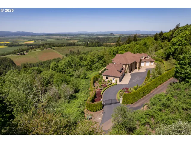 an aerial view of residential house with outdoor space and lake view