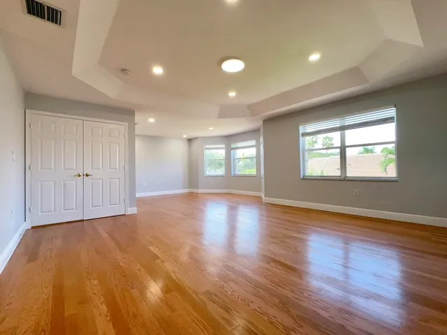 a view of a room with racks on the wall