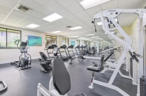 a view of a room with gym equipment