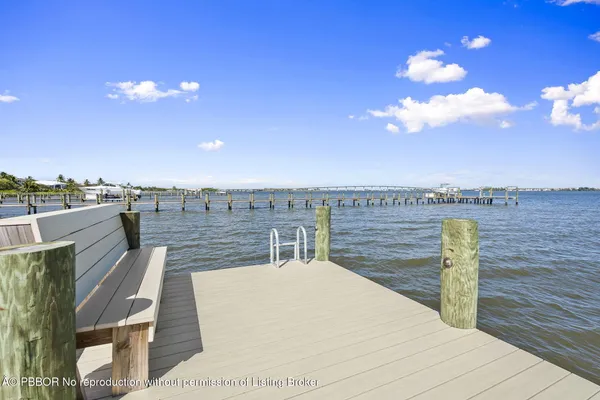 a view of a swimming pool and trees in the background