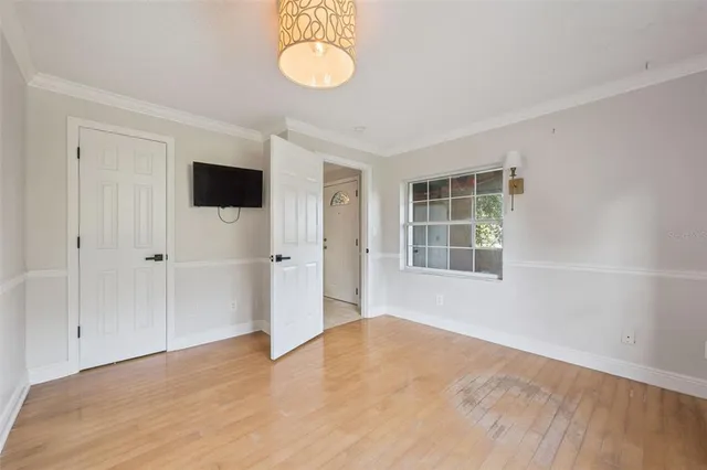 a view of a hallway with washer and dryer