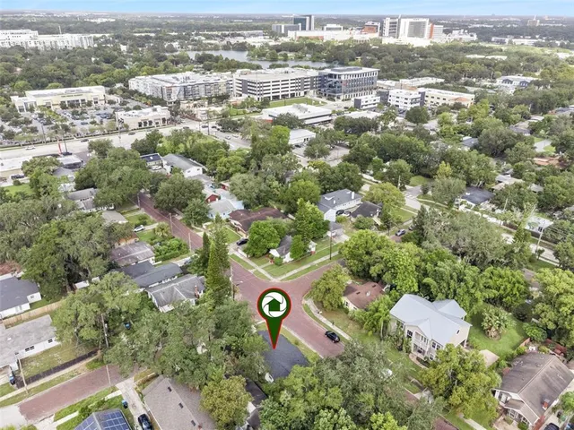 a view of a street with sitting area