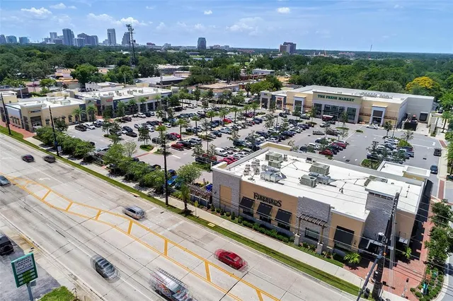 front view of a building with a street