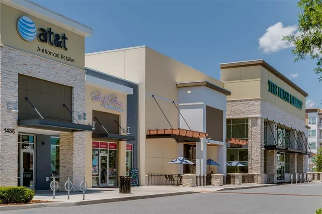 a view of a building with a street