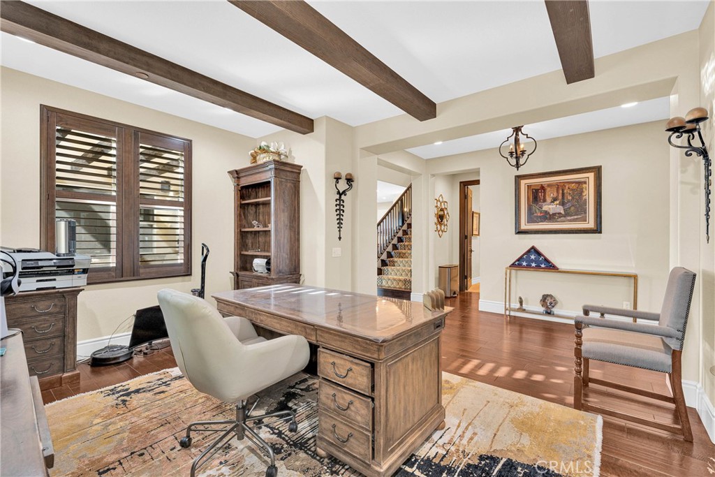 16727 Pienza Court Riverside, CA 92503 - Photo 21 of 41 Dedicated main-level office with beamed ceilings