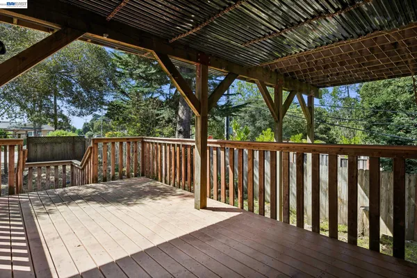 a view of a wooden deck