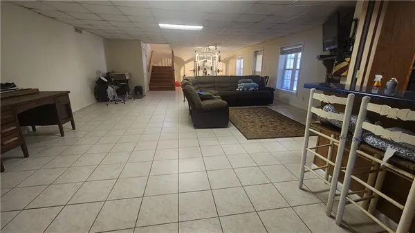 a living room with furniture